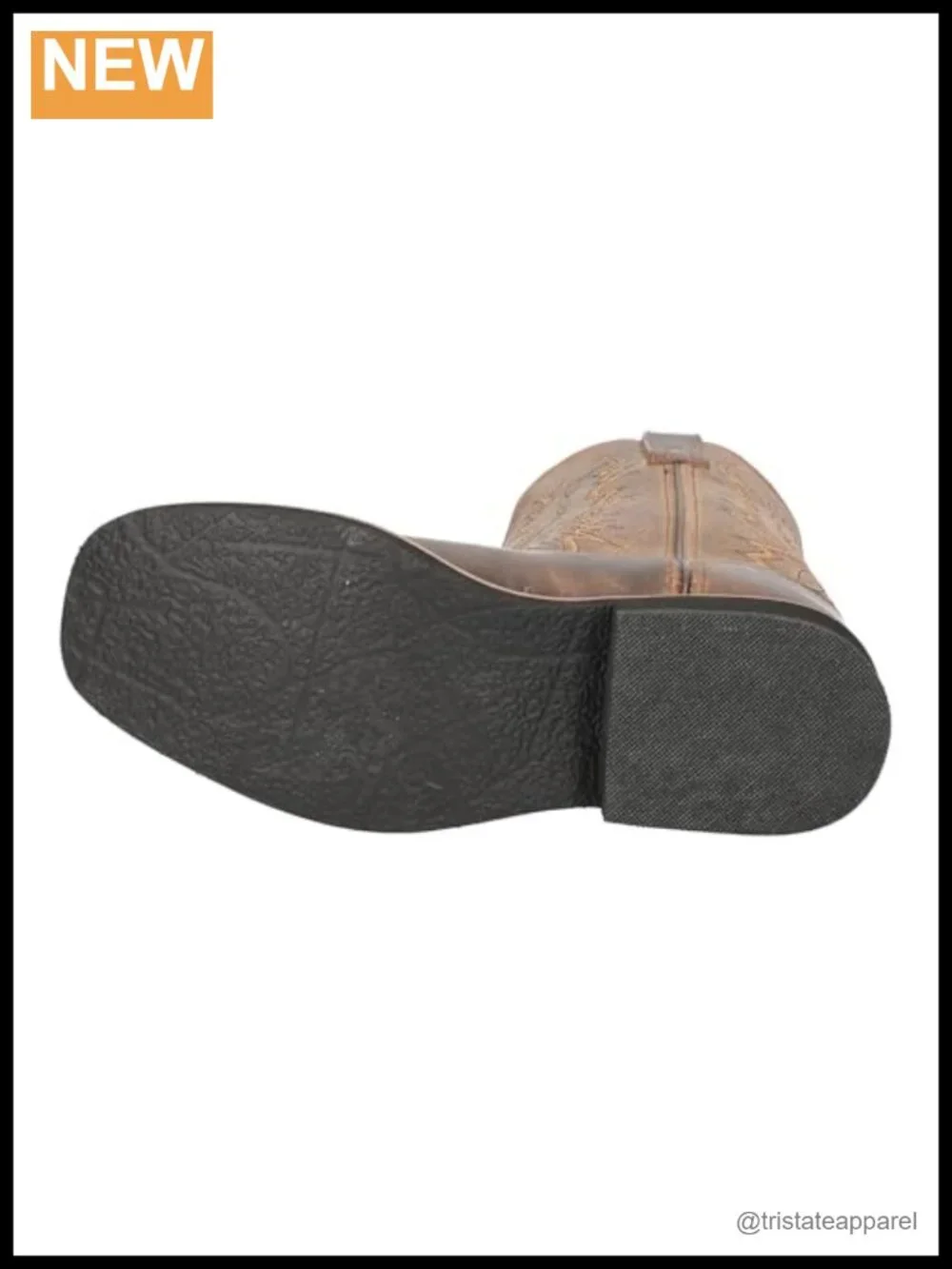 Genuine Leather Square Toe Western Ankle Boots Crepe Sole